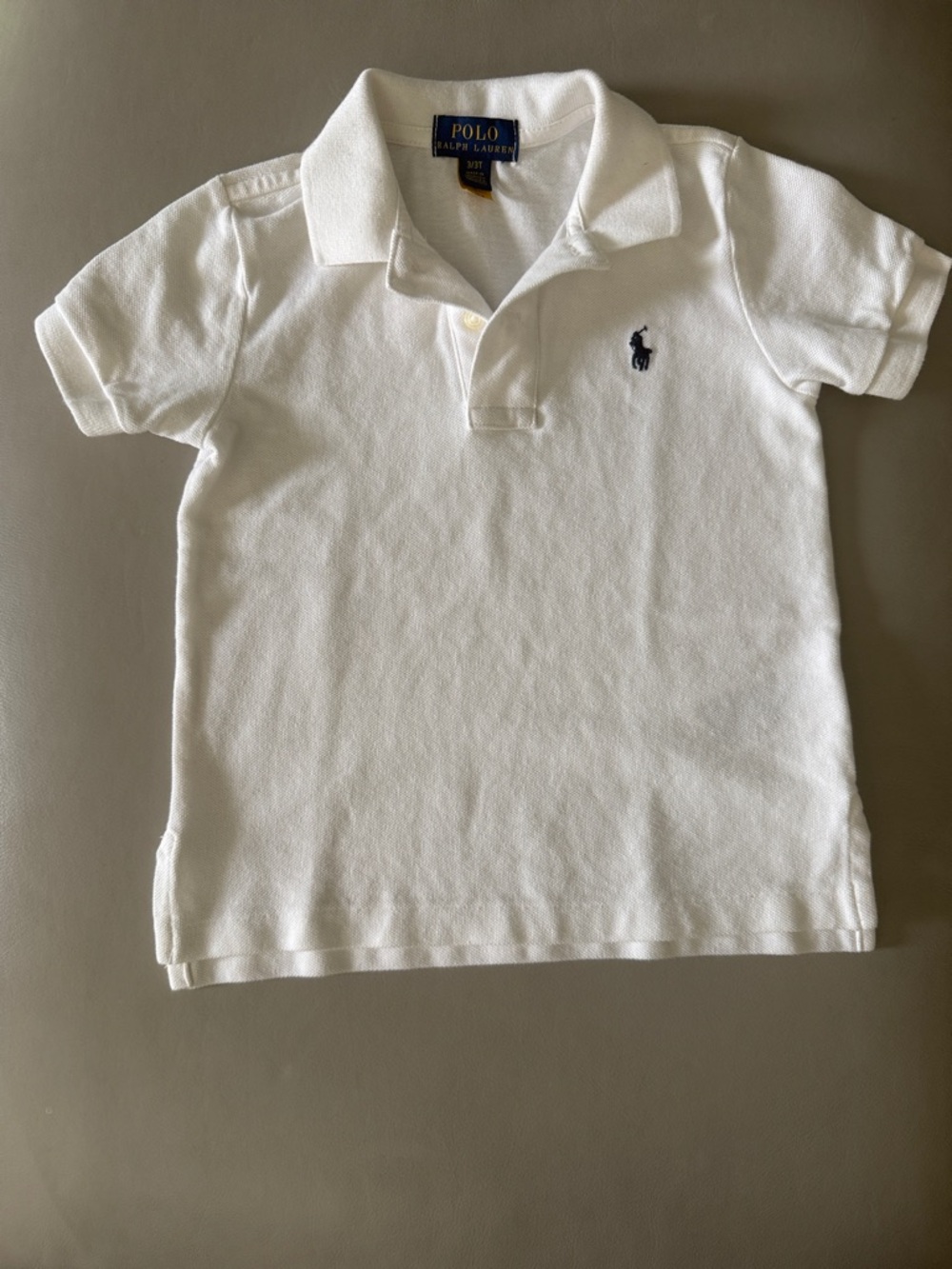 Ralph Lauren White Polo with Navy Pony Little Boys